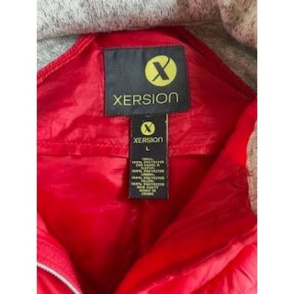 Xersion Women's Large Red & Gray Full-Zip HIDE AWAY‎ HOOD Jacket With Thumbholes - Picture 3 of 16